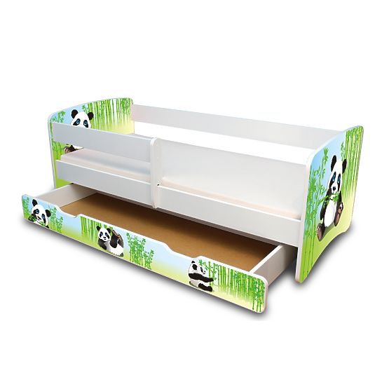 Children's Bed with Safety Rail - Panda