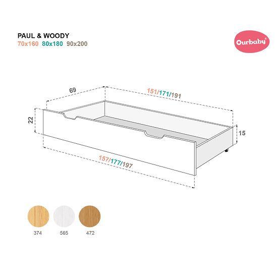 Children's Bed Paul with Guardrail - White