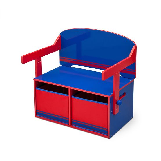 Kids' Bench with Storage Space - Blue-Red
