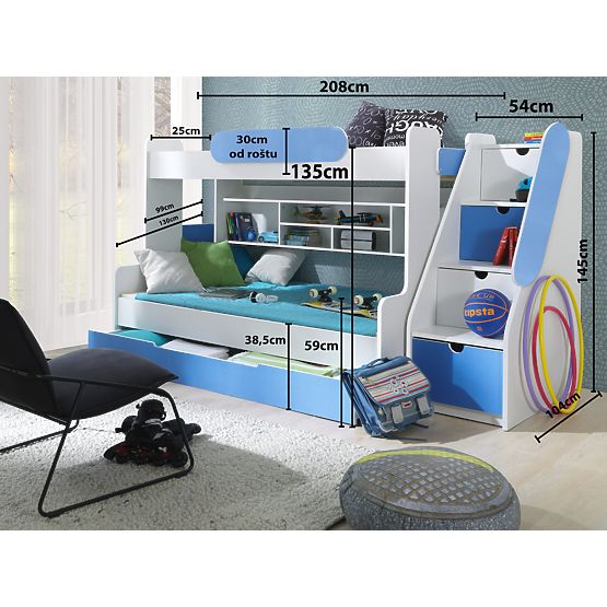 Children's bunk bed Segan blue