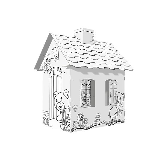 Children's cardboard house with a chimney - Bear