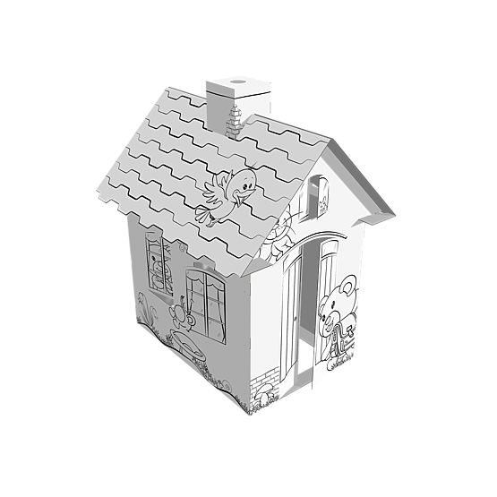 Children's cardboard house with a chimney - Bear