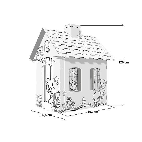 Children's cardboard house with a chimney - Bear