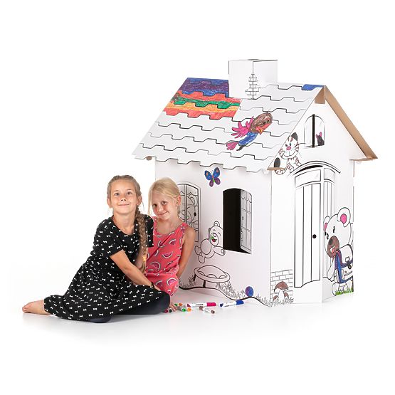Children's cardboard house with a chimney - Bear
