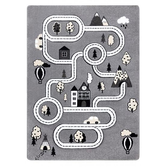 Children's carpet PETIT - City and road - gray
