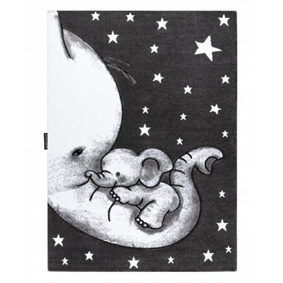 Children's carpet PETIT - Elephant - gray-white