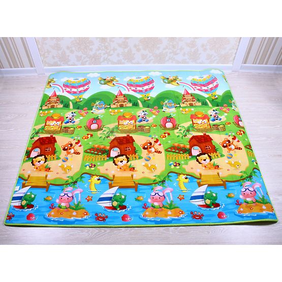 Children's foam rug - train + house Iva 180x200x1