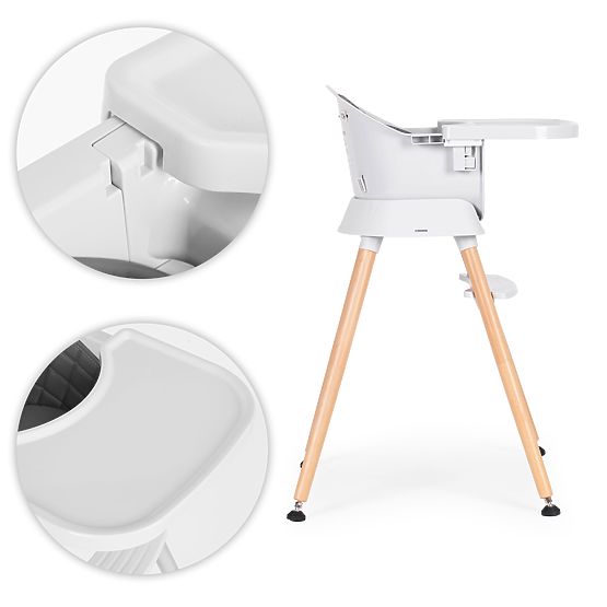 Children's High Chair 6-in-1 with Quilted Cover and Gray Tray ECOTOYS