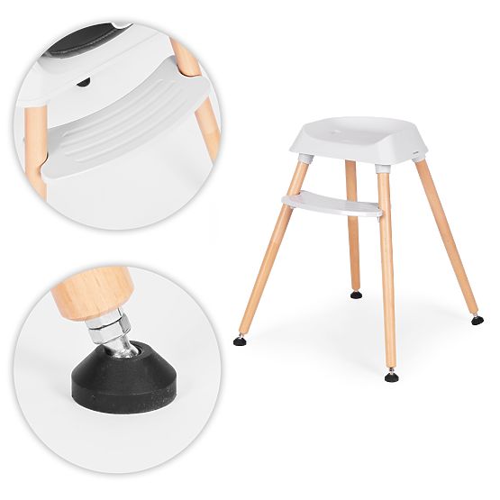 Children's High Chair 6-in-1 with Quilted Cover and Gray Tray ECOTOYS