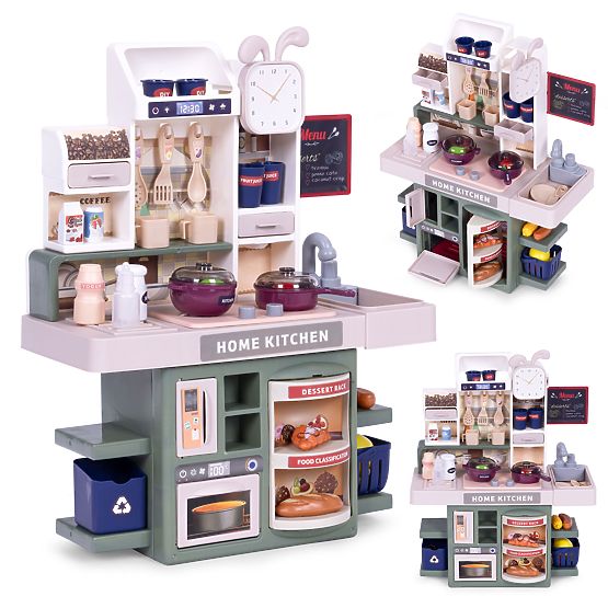 Children's Kitchen with Sounds, LED, Steam Generator, 35 Accessories