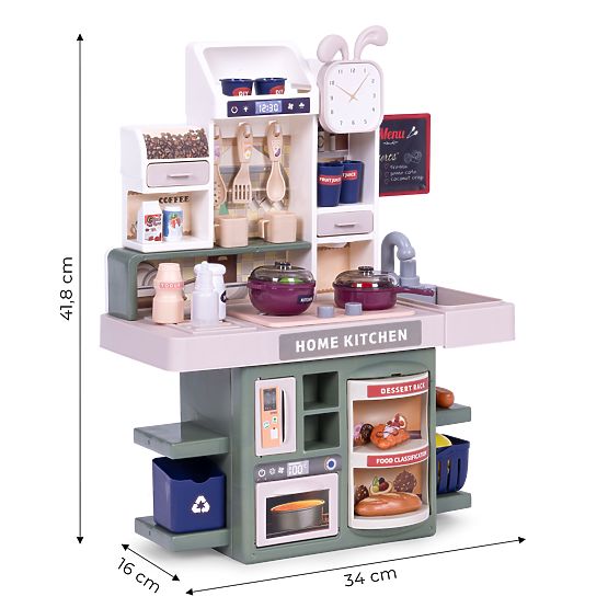 Children's Kitchen with Sounds, LED, Steam Generator, 35 Accessories
