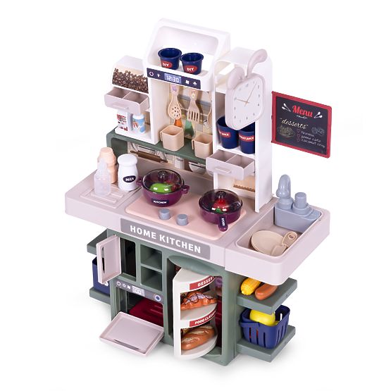 Children's Kitchen with Sounds, LED, Steam Generator, 35 Accessories