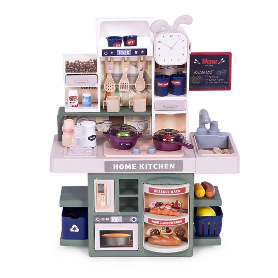 Children's Kitchen with Sounds, LED, Steam Generator, 35 Accessories