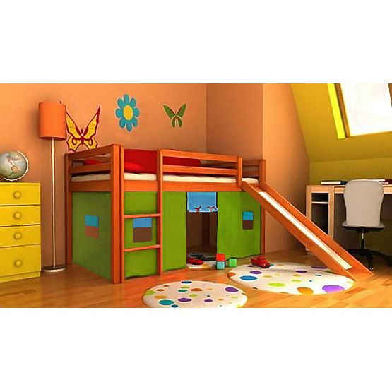 Children's loft bed Ourbaby Modo alder with slide