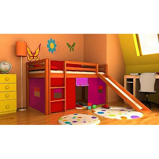 Children's loft bed Ourbaby Modo alder with slide