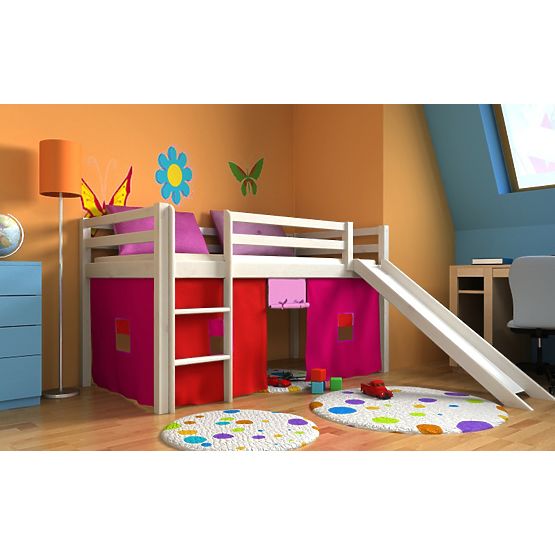 Children's Loft Bed Ourbaby Modo with Slide - White