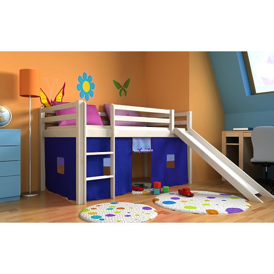 Children's Loft Bed Ourbaby Modo with Slide - White