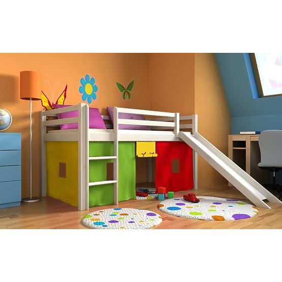 Children's Loft Bed Ourbaby Modo with Slide - White