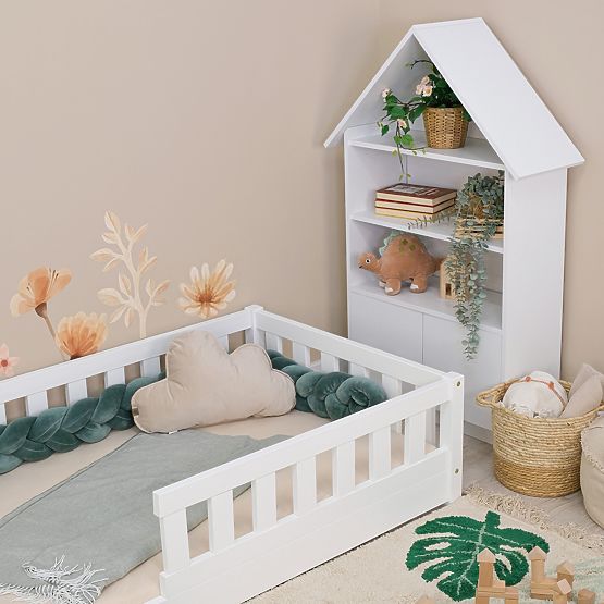 Children's Low Bed Montessori Meadow - White