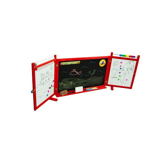 Children's magnetic / chalk board on the wall - red