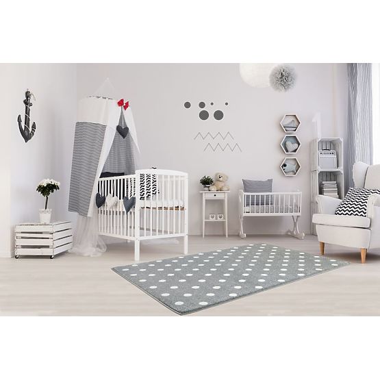 Children's rug CIRCLE silver-gray/ white