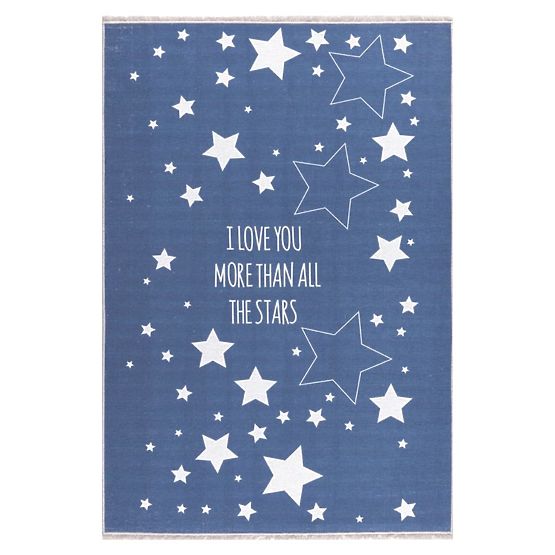 Children's rug LOVE YOU STARS dark - white