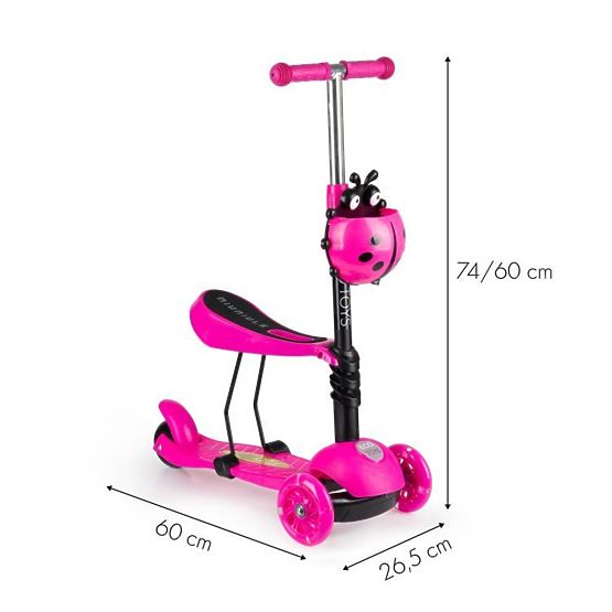Children's scooter and bouncer Ladybug - pink