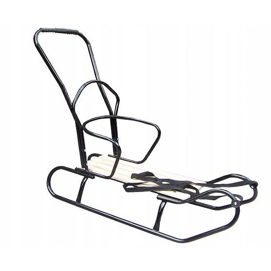 Children's sled with backrest and hood - dark gray / melange