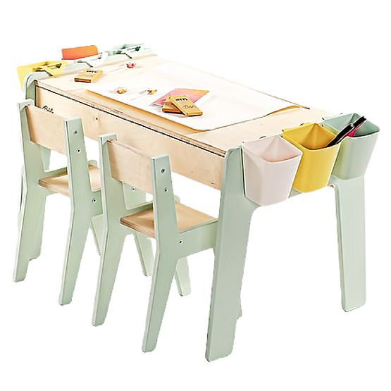Children's Table and Two Chairs Set with Accessories - Mint