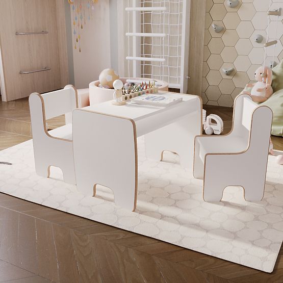 children's table Timi and two chairs MDF white color