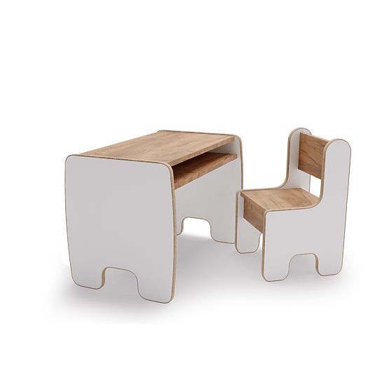 Children's Table Timi + Chair MDF Color White / Golden Oak Craft