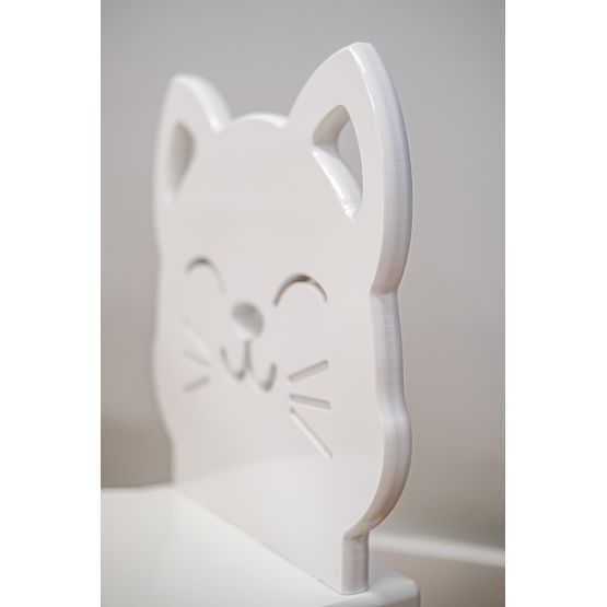 Children's Table with Chairs - Cat - White