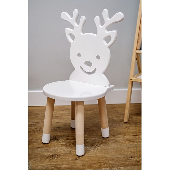 Children's Table with Chairs - Deer - White