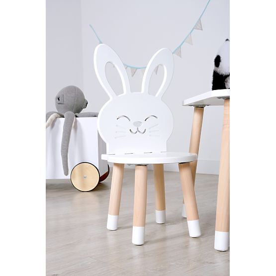 Children's Table with Chairs - Rabbit - White