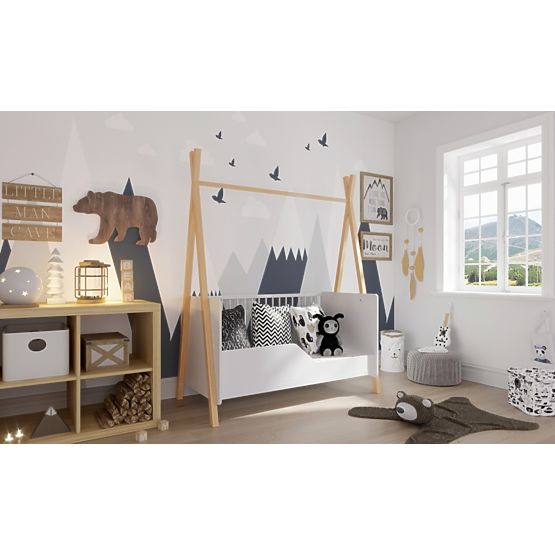 Children's Teepee Crib 140x70 cm (L) - White/Natural