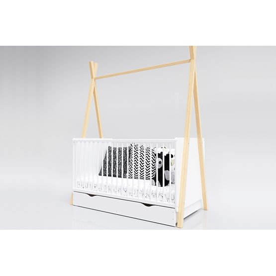 Children's Teepee Crib 140x70 cm (L) - White/Natural