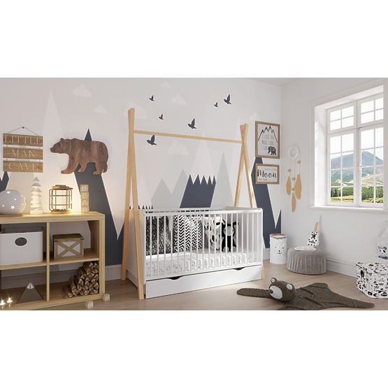 Children's Teepee Crib 140x70 cm (L) - White/Natural