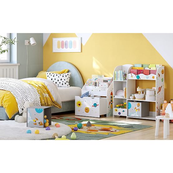Children's Toy Shelf Cabinet with 5 Shelves, 2 Storage Boxes, and Book Compartments