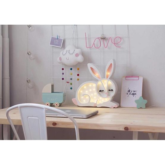 Children's wood lamp Bunny - white