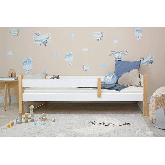 Children's Wooden Bed Scandie with Guardrail - White