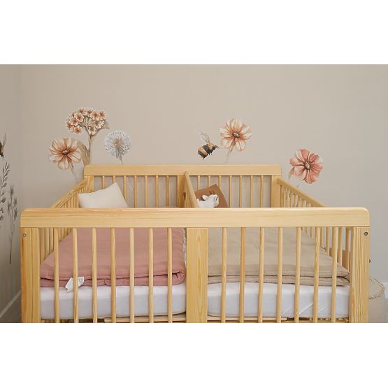 Ourbaby Twinny Wooden Baby Cot for Twins - Natural