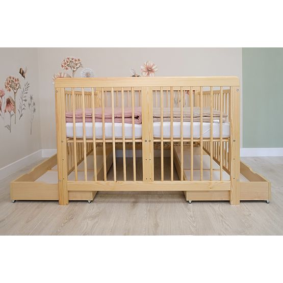 Ourbaby Twinny Wooden Baby Cot for Twins - Natural