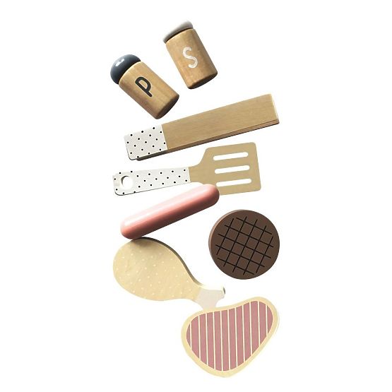 Children's wooden grill with accessories