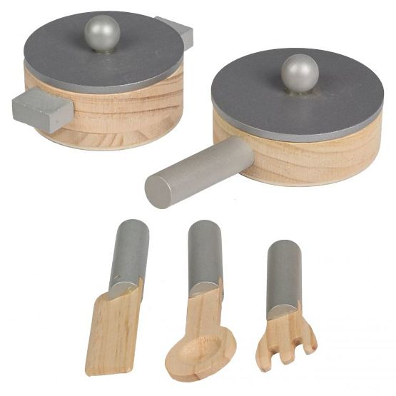 Children's wooden kitchenette with equipment