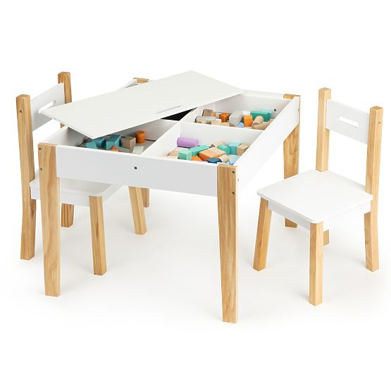 Children's Wooden Table with Chairs Natural