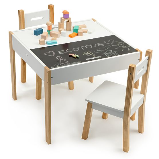 Children's Wooden Table with Chairs Natural