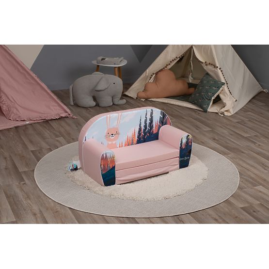 Children's Sofa Rabbit in the Forest - Pink