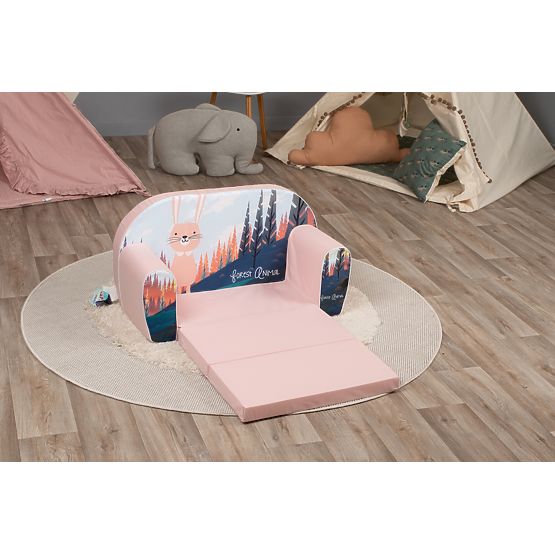 Children's Sofa Rabbit in the Forest - Pink
