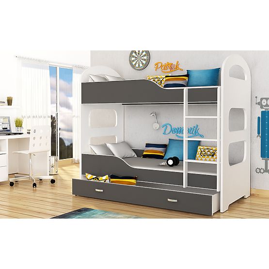Children storey bed Dominik - white-gray