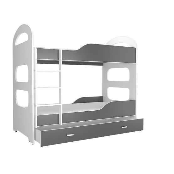 Children storey bed Dominik - white-gray